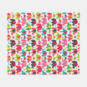 レトロ象キッズパターン壁紙 フリースブランケット (正面(横))