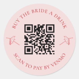 レトロ買Bride a DrinkバチェロレッテQRコード ラウンドシール