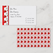 レトロ赤いちご及び花柄テンプレート 名刺 (正面/裏面)