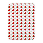 レトロ赤いちご花柄 マグネット (縦)