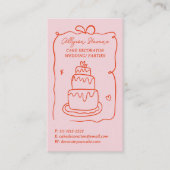 レトロ赤いフランスのスクライブルケーキのデコレータqrコード 名刺 (正面)
