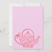 レトロ赤い弓ティーポットベビーは醸造ベビーシャワー 招待状 (裏面)