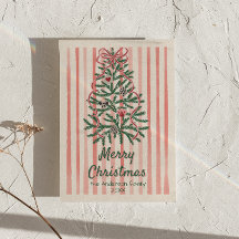 レトロ赤い緑のリボンの木クリスマスの非写真