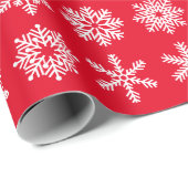 レトロ赤と白クリスマススノーフレークヴィンテージ ラッピングペーパー (ロールコーナー)
