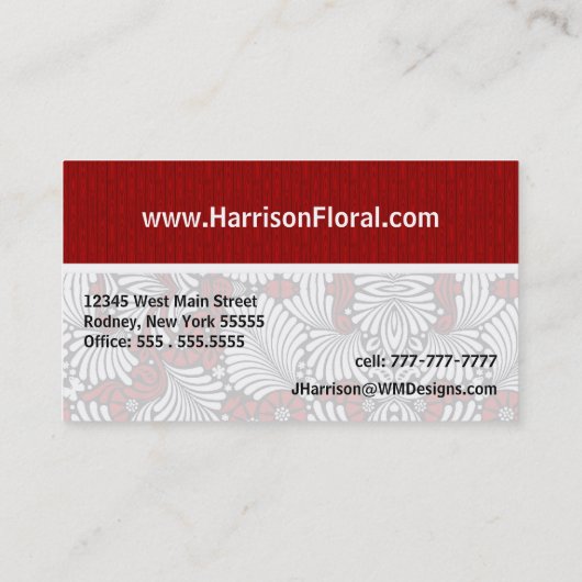 レトロ赤と白シダプロフェッショナル 名刺 (裏面)