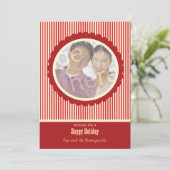 レトロ赤と白ストライプホリデーカード シーズンカード (スタンド正面)