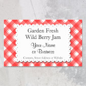 レトロ赤と白プレイドカスタム缶詰シール 長方形シール