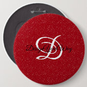 レトロ赤と白ヴィンテージモノグラム 缶バッジ (正面&裏面)