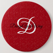 レトロ赤と白ヴィンテージモノグラム 缶バッジ (正面)