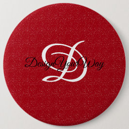 レトロ赤と白ヴィンテージモノグラム 缶バッジ