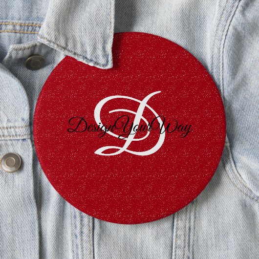 レトロ赤と白ヴィンテージモノグラム 缶バッジ (インサイチュ)