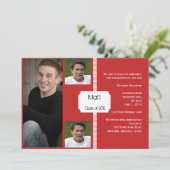 レトロ赤と白写真卒業 招待状 (スタンド正面)