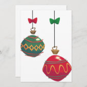 レトロ赤と緑のクリスマスオーナメント シーズンカード (正面/裏面)