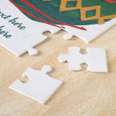 レトロ赤と緑のクリスマスオーナメント ジグソーパズル (側面)