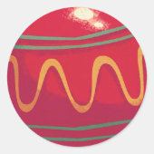 レトロ赤と緑のクリスマスオーナメント ラウンドシール (正面)