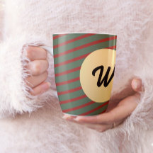 レトロ赤と緑のストライプのカスタムモノグラムの