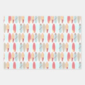 レトロ赤と青のサーフボードパターン ラッピングペーパーシート (正面2)