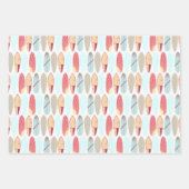 レトロ赤と青のサーフボードパターン ラッピングペーパーシート (正面)