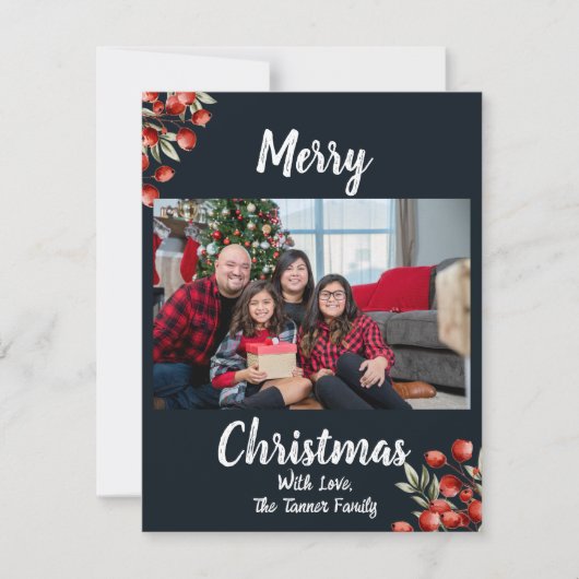 レトロ赤と黒の格子模様の写真 シーズンカード (正面)