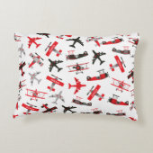 レトロ赤と黒のWWII軍隊飛行機パターン アクセントクッション (裏面)