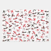 レトロ赤と黒のWWII軍隊飛行機パターン ラッピングペーパーシート (正面2)
