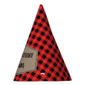 レトロ赤と黒バッファロープレイドパターン誕生日 パーティーハット (右)