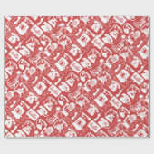 レトロ赤または任意の色の電話パターン ラッピングペーパー (フラット)
