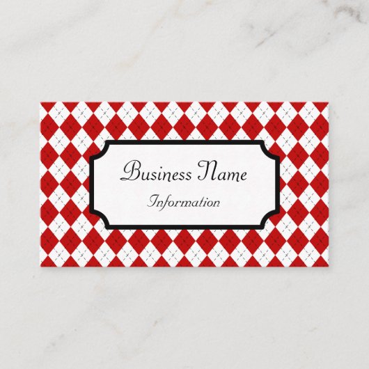レトロ赤アーガイル名刺 名刺 (正面)