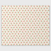 レトロ赤ガーリーさくらんぼパターン単像 ラッピングペーパー (フラット)