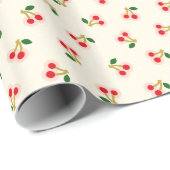 レトロ赤ガーリーさくらんぼパターン単像 ラッピングペーパー (ロールコーナー)