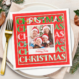 レトロ赤クリスマス家族写真