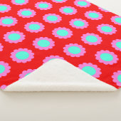 レトロ赤ポップ・アートの花柄60sボモダンホスタイル シェルパブランケット (3/4)