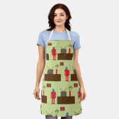 レトロ赤ロボット エプロン (着用した状態)