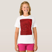 レトロ赤回路基板テクパターン Tシャツ (正面フル)