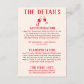 レトロ赤手描き予測できなおもしろい結婚詳細 エンクロージャーカード (正面)