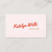 レトロ赤手書きスクリプトタイポグラフィピンク 名刺 (正面)