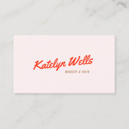 レトロ赤手書きスクリプトタイポグラフィピンク 名刺