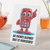 レトロ赤携帯電話イラストレーション台座標識 台座サイン (インサイチュ)