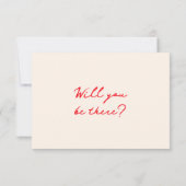 レトロ赤書手描予測できなキュイ結婚ズ 出欠カード (裏面)