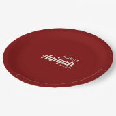 レトロ赤無地の色平野、Aqiqah赤ちゃんシャワー ペーパープレート (アングル)
