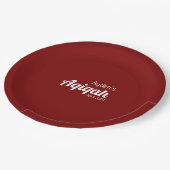 レトロ赤無地の色平野、Aqiqah赤ちゃんシャワー ペーパープレート (アングル)