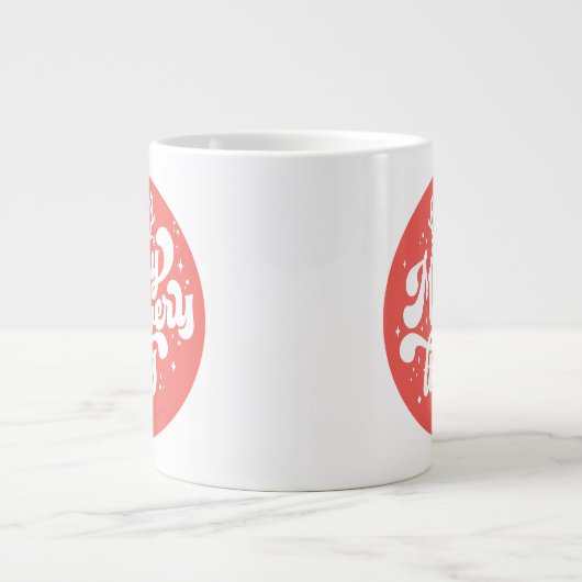 レトロ赤白メリーすべて聖降誕祭 ジャンボコーヒーマグカップ (正面)