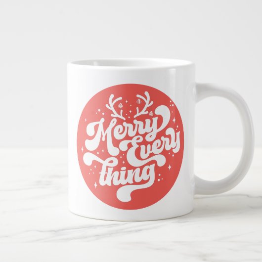 レトロ赤白メリーすべて聖降誕祭 ジャンボコーヒーマグカップ (右)