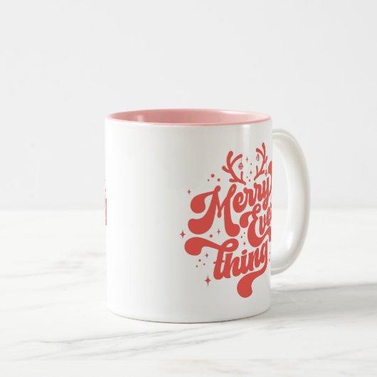 レトロ赤白メリーすべて聖降誕祭 ツートーンマグカップ (正面右)