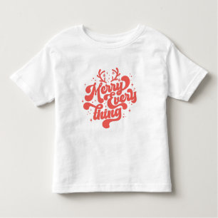 レトロ赤白メリーすべて聖降誕祭 トドラーTシャツ