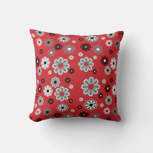 レトロ赤花電力装飾用クッション クッション (正面)