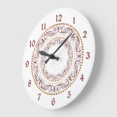 レトロ赤装飾円 ラージ壁時計 (傾斜)