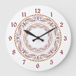 レトロ赤装飾円 ラージ壁時計