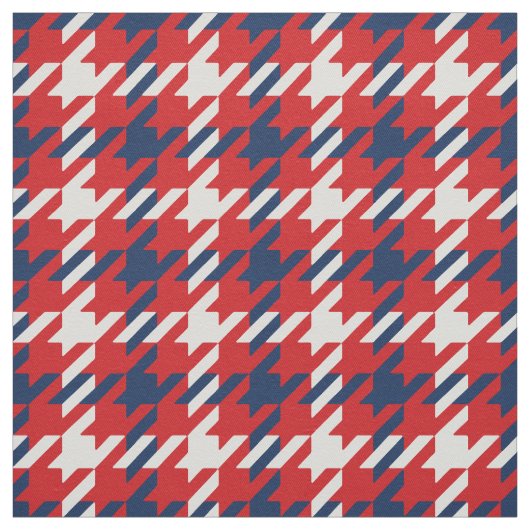 レトロ赤青白千鳥格子の格子模様 ファブリック (見本)