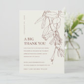レトロ赤面オフ白線スケッチ結婚フローラ サンキューカード (スタンド正面)